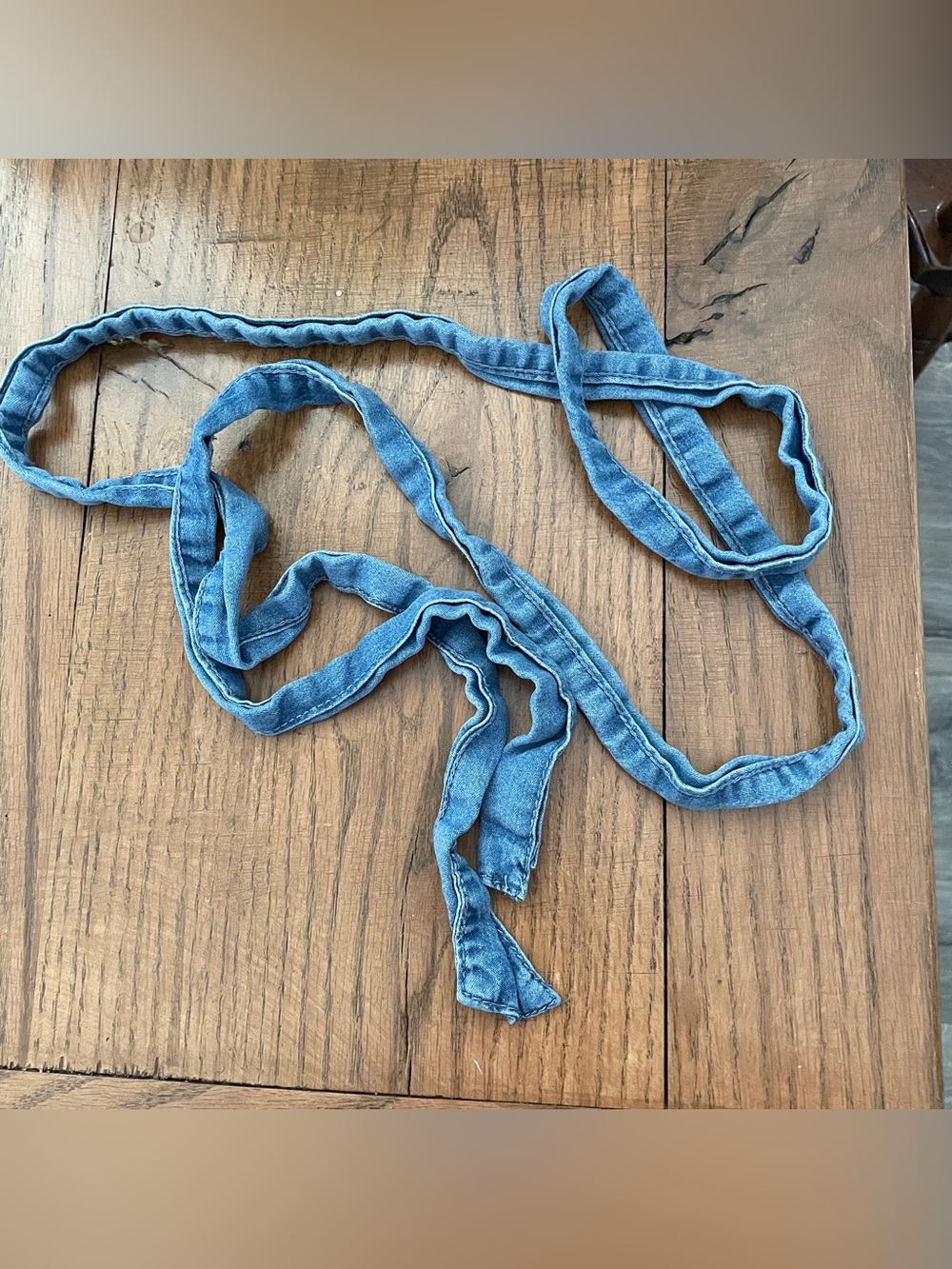 Denim Hair Scarf or Wrap Belt - Light Blue Tie Waist